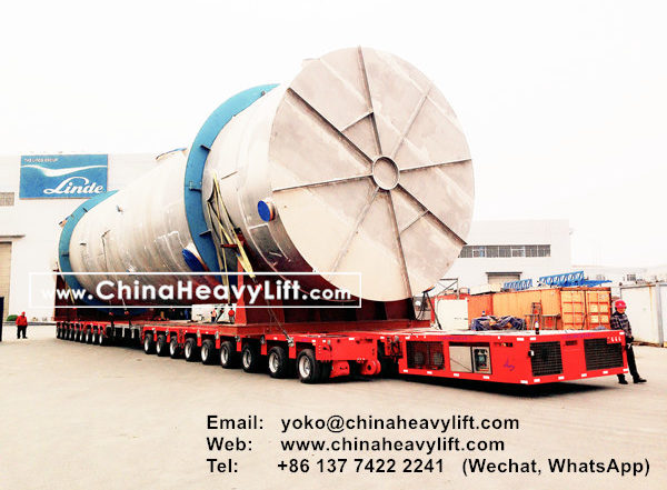 CHINA HEAVY LIFT manufacture 140 axle lines side by side SPMT Self propelled modular trailer compatible Goldhofer, www.chinaheavylift.com