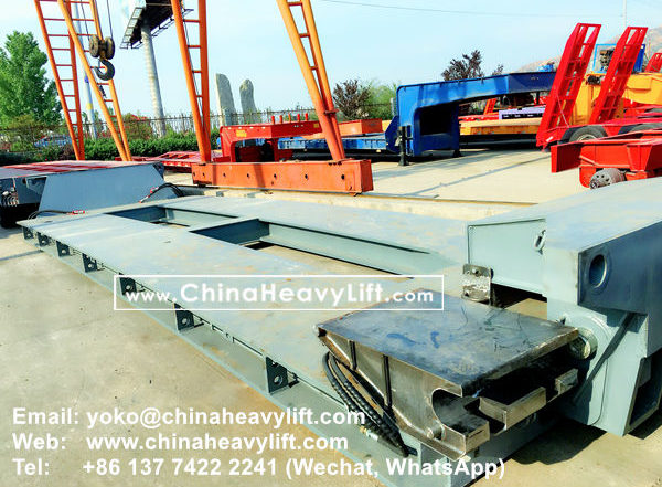 CHINA HEAVY LIFT manufacture 120 ton Drop Deck with Integrated hydraulic jacks and Drive-on deck with climbing ramps, www.chinaheavylift.com