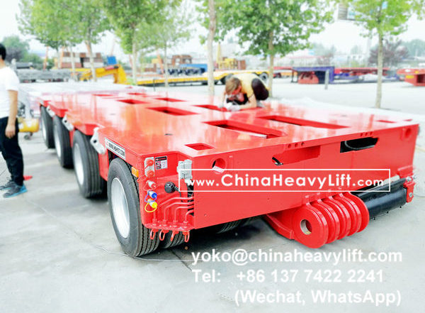 CHINA HEAVY LIFT manufacture 60 axle line Modular Trailer multi axle compatible Goldhofer THP/SL and Goldhofer SPMT, Thailand customer come to inspect loading test, www.chinaheavylift.com